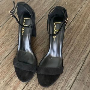 Lulu Black Ankle Strap Heels